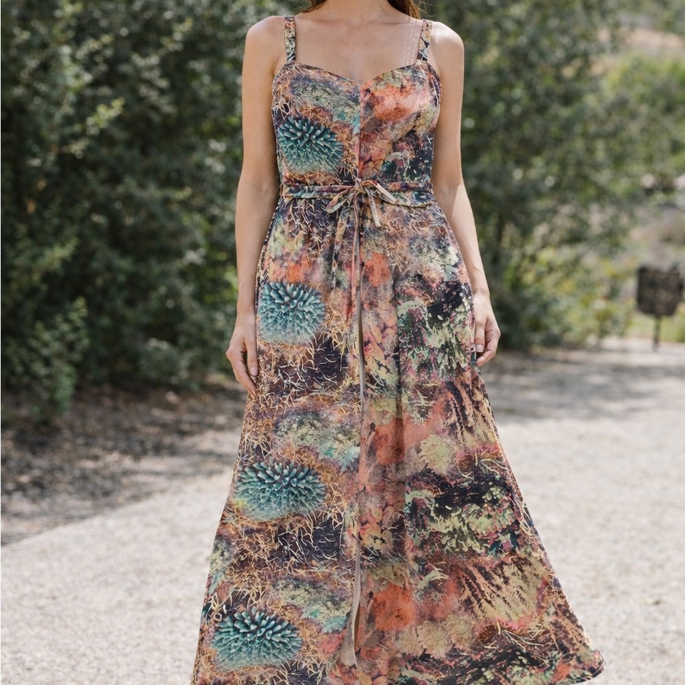 Abstract Pattern Sleeveless Maxi Dress